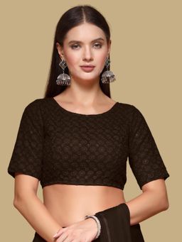 Gahan - Womens Embroidered Brown Stitched Blouse