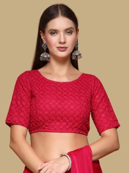 Gahan - Womens Embroidered Red Stitched Blouse