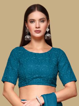 Gahan - Womens Embroidered Teal Stitched Blouse