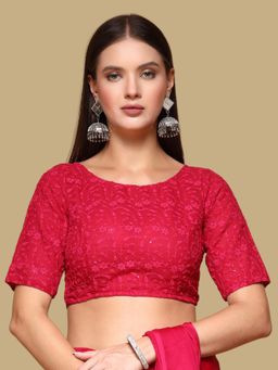 Gahan - Womens Embroidered Red Stitched Blouse