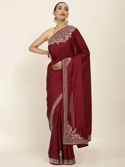 Soch - Embellished Crepe Saree with Unstitched Blouse