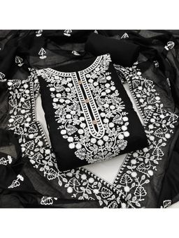 Gahan - Womens Black Colour Chanderi Silk Fabric Unstitch Dress Material