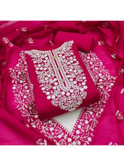 Gahan - Womens Pink Colour Chanderi Silk Fabric Unstitch Dress Material