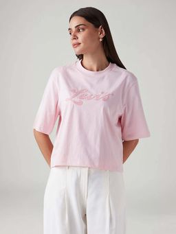 Levi's - Pink Women's Embroidered Relaxed Fit Embroidery T-Shirt