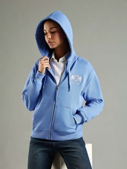 Tommy Hilfiger - Blue Regular Fit Cotton Hooded Neck Sweatshirt