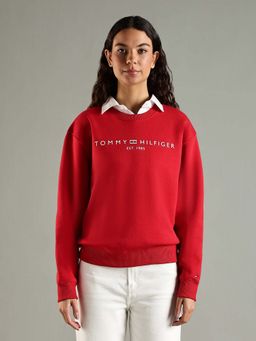 Tommy Hilfiger - Red Regular Fit Cotton Crew Neck Sweatshirt