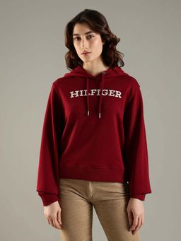 Tommy Hilfiger - Red Regular Fit Cotton Hooded Neck Sweatshirt