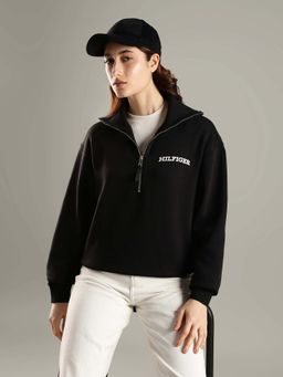 Tommy Hilfiger - Black Regular Fit Cotton Half-Zip Neck Sweatshirt