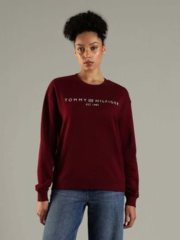 Tommy Hilfiger - Red Regular Fit Cotton Crew Neck Sweater
