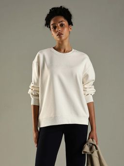 Tommy Hilfiger - White Regular Fit Cotton Crew Neck Sweatshirt