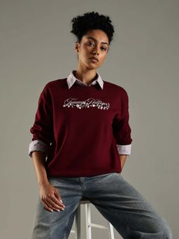 Tommy Hilfiger - Red Regular Fit Cotton Crew Neck Sweatshirt