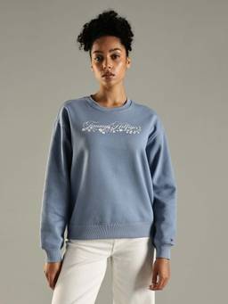 Tommy Hilfiger - Blue Regular Fit Cotton Crew Neck Sweatshirt