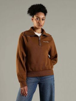 Tommy Hilfiger - Brown Regular Fit Cotton Collar Neck Sweater
