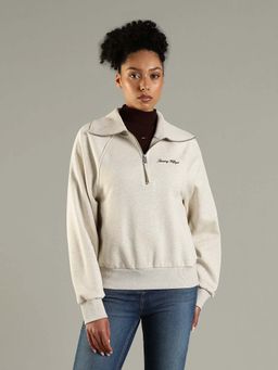 Tommy Hilfiger - Off White Regular Fit Cotton Collar Neck Sweater