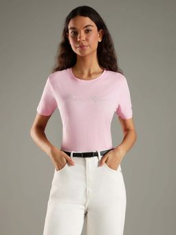 Tommy Hilfiger - Pink Logo Regular Fit Cotton T-Shirt
