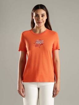 Tommy Hilfiger - Orange Solid Regular Fit Cotton T-Shirt