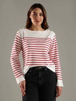 Tommy Hilfiger - Red Striped Regular Fit Cotton T-Shirt
