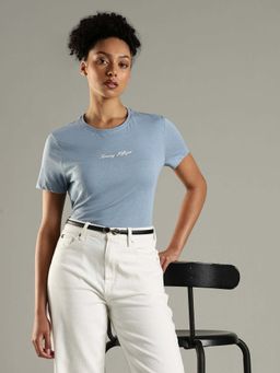 Tommy Hilfiger - Blue Logo Regular Fit Cotton T-Shirt