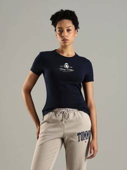 Tommy Hilfiger - Navy Blue Logo Slim Fit Cotton T-Shirt