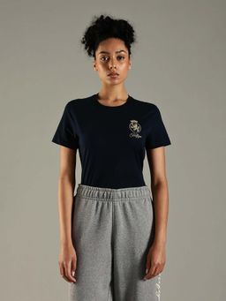 Tommy Hilfiger - Navy Blue Embroidered Logo Regular Fit Cotton T-Shirt
