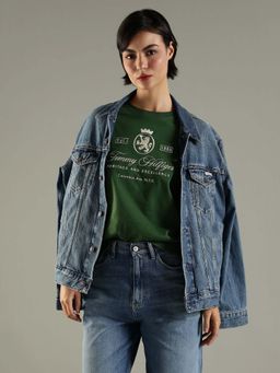 Tommy Hilfiger - Green Typography Relaxed Fit Cotton T-Shirt