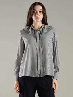 Tommy Hilfiger - Black Striped Relaxed Fit Viscose Shirt