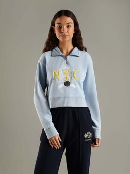 Tommy Hilfiger - Blue Relaxed Fit Cotton Half-Zip Neck Sweatshirt