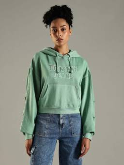 Tommy Hilfiger - Green Relaxed Fit Cotton Hooded Neck Sweatshirt