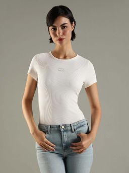 Tommy Hilfiger - White Solid Slim Fit Cotton T-Shirt