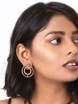TANN TRIM - Concentric Circle 18 Kt Gold Plated Studs for Women