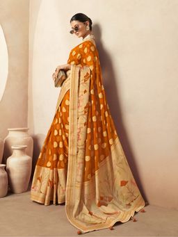 Elora - Pure Georgette Floral Printed Saree (Gamboge Yellow)