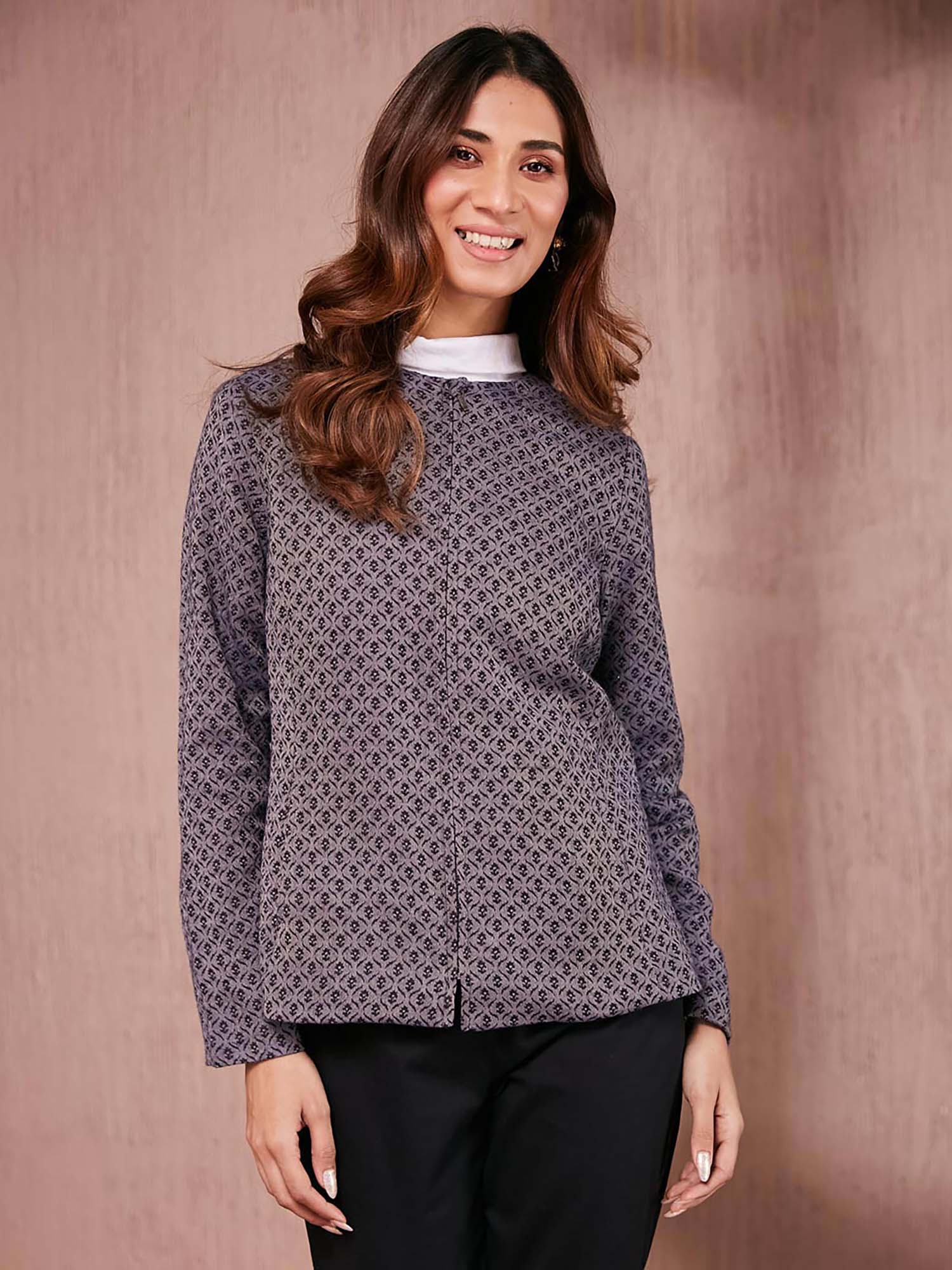 fabindia Black Wool Waist Length Jacket-picture-33