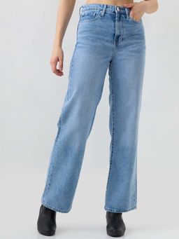 Spykar - Light Blue Straight Fit High Rise Jeans for Women