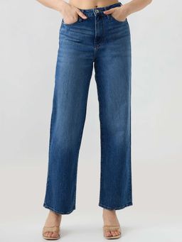 Spykar - Mid Blue Straight Fit Mid Rise Jeans for Women