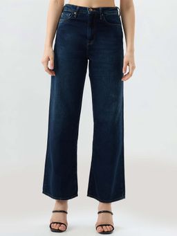 Spykar - Navy Blue Straight Fit Mid Rise Jeans for Women