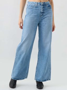 Spykar - Tinted Blue Wide Leg High Rise Jeans for Women