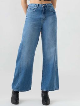 Spykar - Light Blue Wide Leg High Rise Jeans for Women