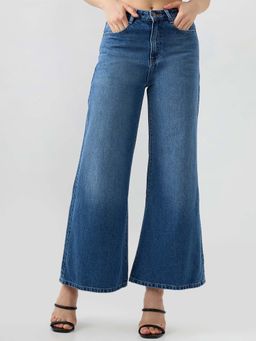Spykar - Mid Blue Super Wide Leg High Rise Jeans for Women