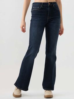 Spykar - Navy Blue Flared Leg Mid Rise Jeans for Women