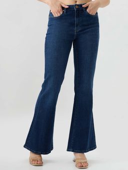 Spykar - Dark Blue Flare Leg Mid Rise Jeans for Women