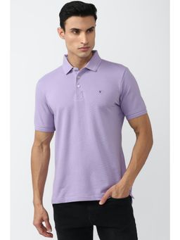 Van Heusen - Men Purple Solid Polo Neck T-Shirt