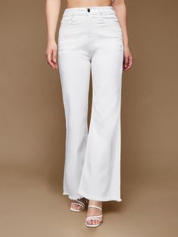 Miss Chase - Women's White Bootcut High Rise Jeans