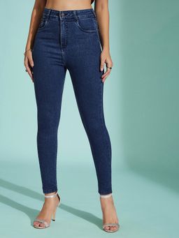 Miss Chase - Women's Blue Skinny-Fit High-Rise Denim Jeans
