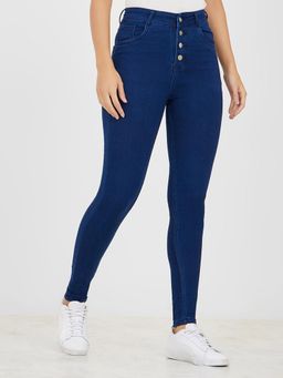 Miss Chase - Women's Navy Blue Skinny Fit High Rise Denim Jeans