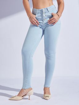 Miss Chase - Women's Light Blue Skinny High Rise Denim Jeans