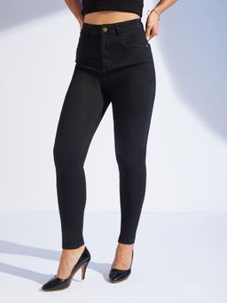 Miss Chase - Women's Black Skinny Fit High Rise Denim Jeans