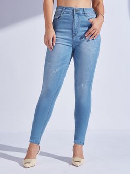 Miss Chase - Women's Blue Skinny High Rise Denim Jeans