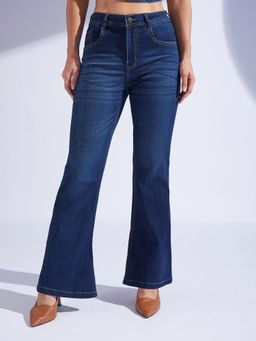 Miss Chase - Women's Blue Bootcut Mid Rise Denim Jeans