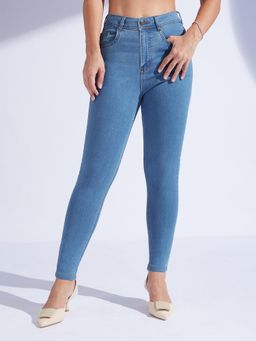 Miss Chase - Women's Blue Skinny High-Rise Denim Jeans