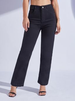 Miss Chase - Women's Black Straight High Rise Denim Jeans